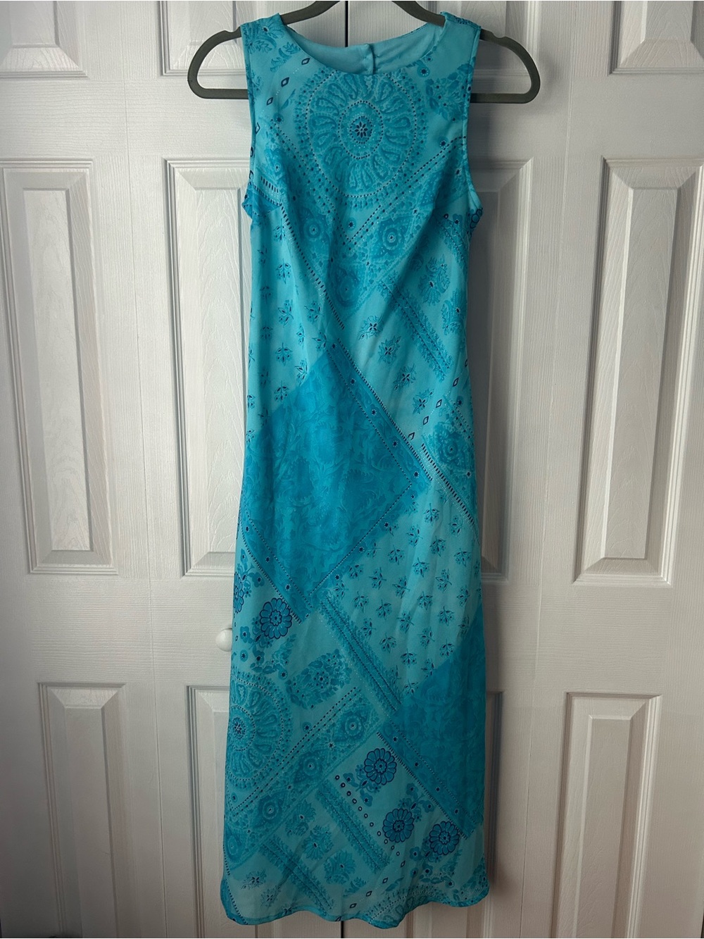 NWOT Vintage Aqua Blue Paisley Maxi Summer Dress